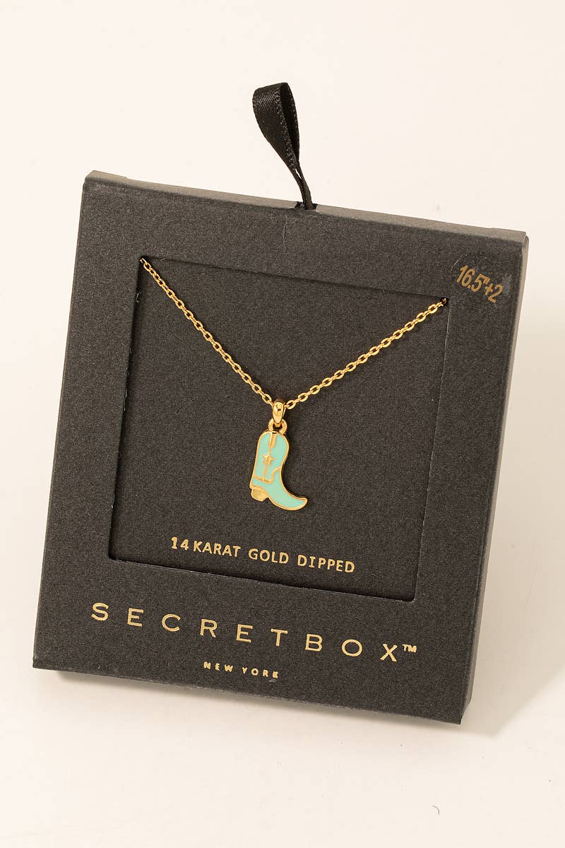 Gold Dipped Cowboy Boot Charm Necklace – Secret Box Collection